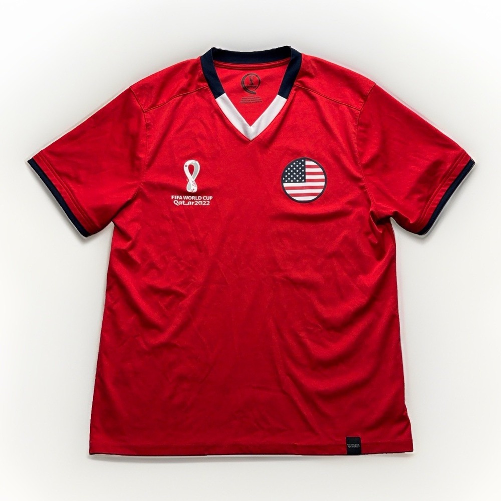 TEAM USA Soccer Jersey FIFA World Cup 2022 Qatar Mens L Red White USMNT Shirt